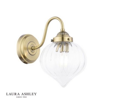 Laura Ashley Whitham Wall Light Antique Brass and Ribbed Glass