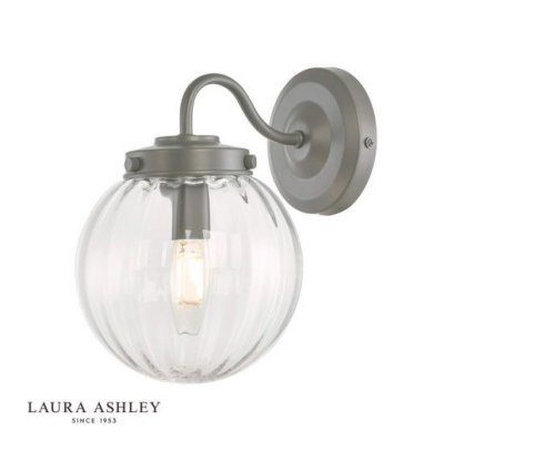 Laura Ashley Georgie Outdoor Wall Light Matt Grey Glass IP44