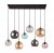 Searchlight Mardi Gras II 8 Light Bar Pendant Matt Black W Multi Colour Glass