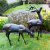 Solstice Sculptures Deer Pair Small 56 & 33cm in Dark Verdigris