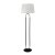 Searchlight Jazz Floor Lamp, Satin Silver & Black, White Velvet Shade