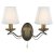 Searchlight Andretti 2 Light Wall Bracket, Antique Brass, Cream String Shades