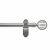 Rothley 25mm x 1219mm Curtain Pole with Cage Orb Finials, Brackets & Curtain Rings - Brushed Stainless Steel