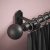 Rothley 25mm x 1219mm Curtain Pole with Solid Orb Finials, Brackets & Curtain Rings - Matt Black