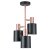 Pacific Lifestyle Biba 3 Light Electrified Pendant - Black and Antique Copper