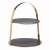 Artes 2-Tier Brass Cake Stand with Round Slate Serving Platters
