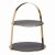 Artes 2-Tier Brass Cake Stand with Round Slate Serving Platters