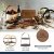 Artes 2-Tier Brass Cake Stand with Round Slate Serving Platters