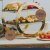 Artes 2-Tier Geometric Brass-Finished Serving Stand with Slate Serving Platters
