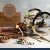 Artes 2-Tier Geometric Brass-Finished Serving Stand with Slate Serving Platters