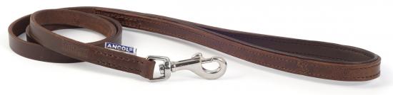 Ancol Vintage Padded Leather Dog Lead Chestnut 1m x 12mm