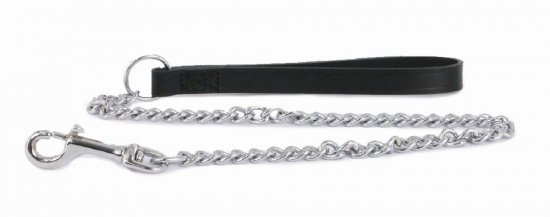 Ancol Leather Heavy Chain Lead Black 80cm