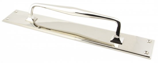 Polished Nickel 425mm Art Deco Pull Handle on Backplate