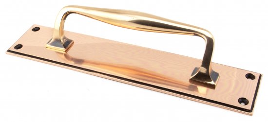 Polished Bronze 300mm Art Deco Pull Handle on Backplate