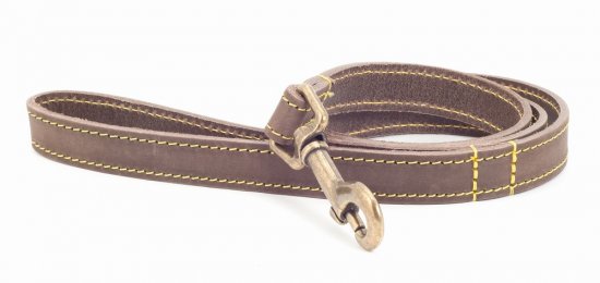 Ancol Timberwolf Sable Leather Dog Lead - 100cm x 1.9cm