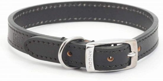 Ancol Sewn Leather Collar - Black 39-48cm