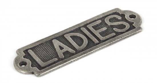 Antique Pewter Ladies Sign