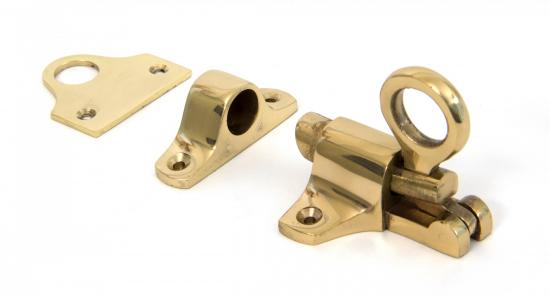 Lacquered Brass Fanlight Catch + Two Keeps