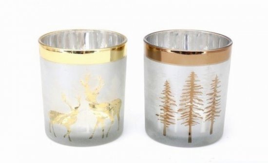 SiL Candle Holder 8.8 x 8.8 x 10cm - Assorted Tree/Deer