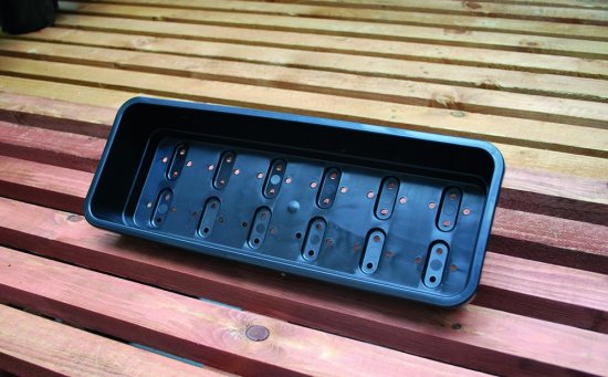 Narrow Seed Tray With Holes - Black