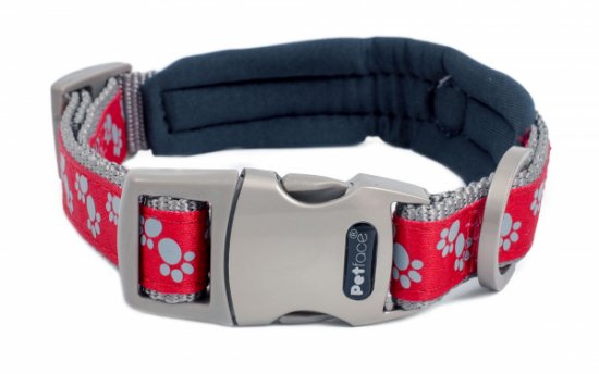 Petface Signature Padded Red Paws Collar - Large