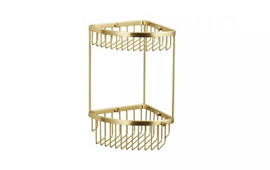 Miller Classic Corner Basket Two Tier - Brushed Brass