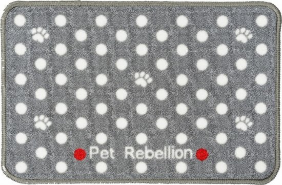 Pet Rebellion Dinner Mate Large Absorbent Food Mat 40 x 60cm - Dotty Grey