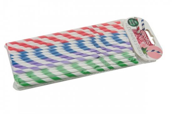 Apollo Flexi Paper Straws - Stripe (Pack of 40)