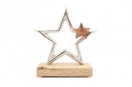 SiL Star On Wooden Base Ornament - Small