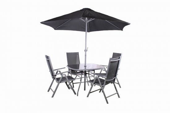 Rio 4 Seater Recliner Dining Set - Includes Parasol