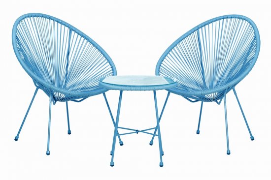 Monaco Blue 3pc Egg Chair Set