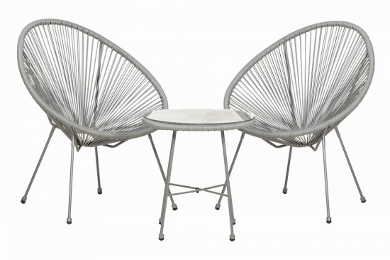 Monaco Grey 3pc Egg Chair Set