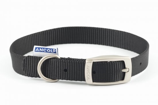 Ancol Black Nylon Dog Collar - 40cm/16