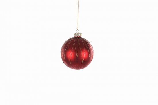 Jingles Glass Red/Gold Vertical Lines Bauble
