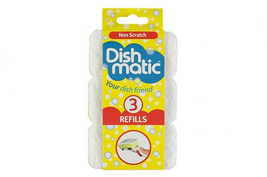 dishmatic refills 3pk non scratch (white)