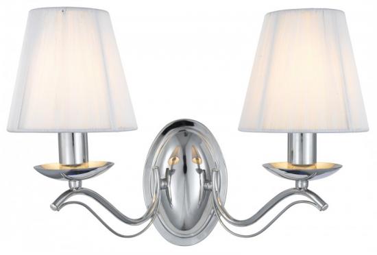 Searchlight Andretti 2 Light Wall Light Antique Brass & Cream Shades