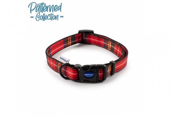 Ancol 25-50cm Medium Collar Tartan Red