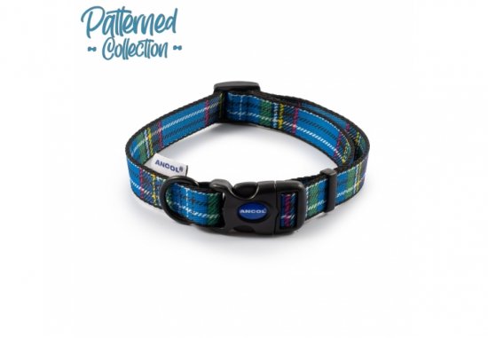 Ancol 25-50cm Medium Collar - Tartan Blue