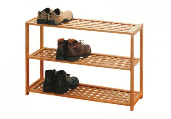 Premier Natural Walnut 3 Tier Shoe Rack