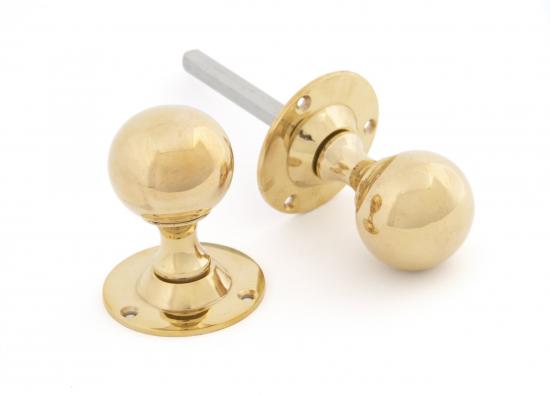 Polished Brass Ball Mortice Knob Set