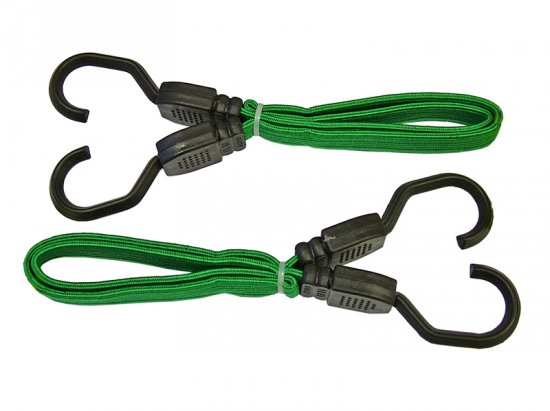 Faithfull Flat Bungee Cord 60cm (24in) Green 2 Piece