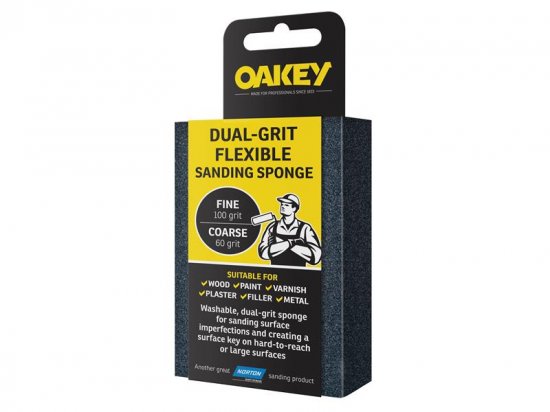 Oakey Dual-Grit Flexible Sanding Sponge Fine/Coarse