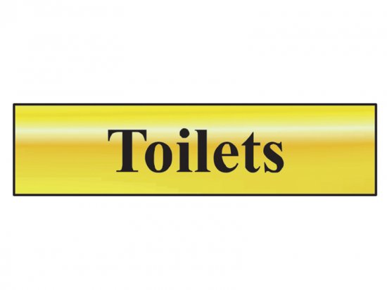Scan Polished Brass Effect Sign 200 x 50mm - Toilets