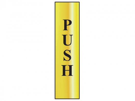Scan Polished Brass Effect Sign 50 x 200mm - Push Vertical