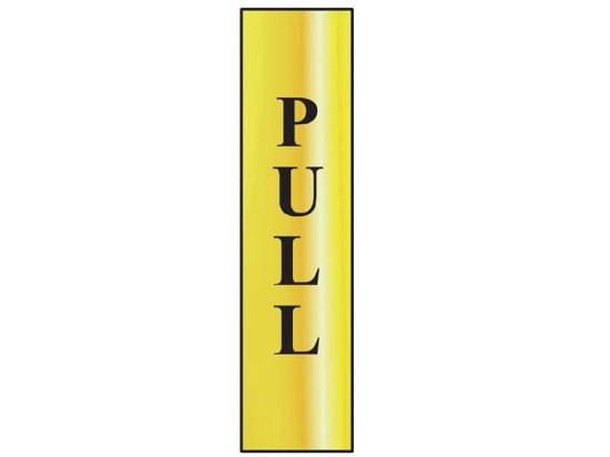 Scan Polished Brass Effect Sign 50 x 200mm - Pull Vertical