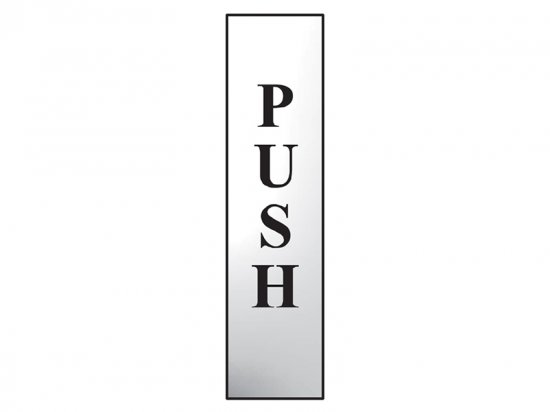 Scan Polished Chrome Effect Sign 50 x 200mm - Push Vertical
