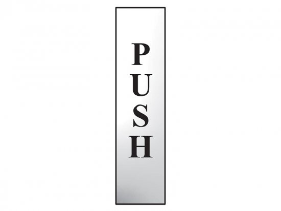 Scan Polished Chrome Effect Sign 50 x 200mm - Push Vertical