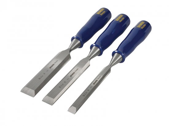 IRWIN Marples M444 Bevel Edge Chisel Blue Chip Handle Set 3 Piece