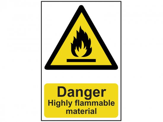 Scan PVC Sign 200 x 300mm - Danger Highly Flammable Material