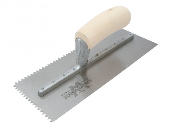 Marshalltown M701S Notched Trowel V 3/16in Wooden Handle 11 x 4.1/2in